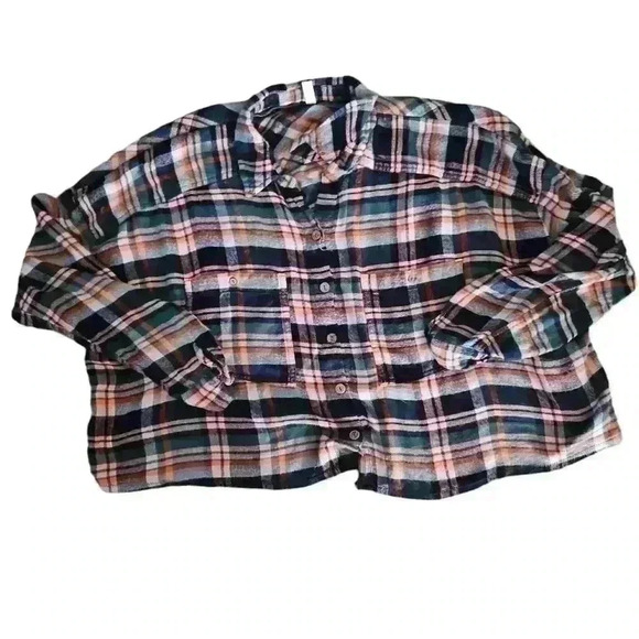 Free People Intimately Free Womens Wrapped In Flannel Cropped Top In Pine L - Picture 8 of 13